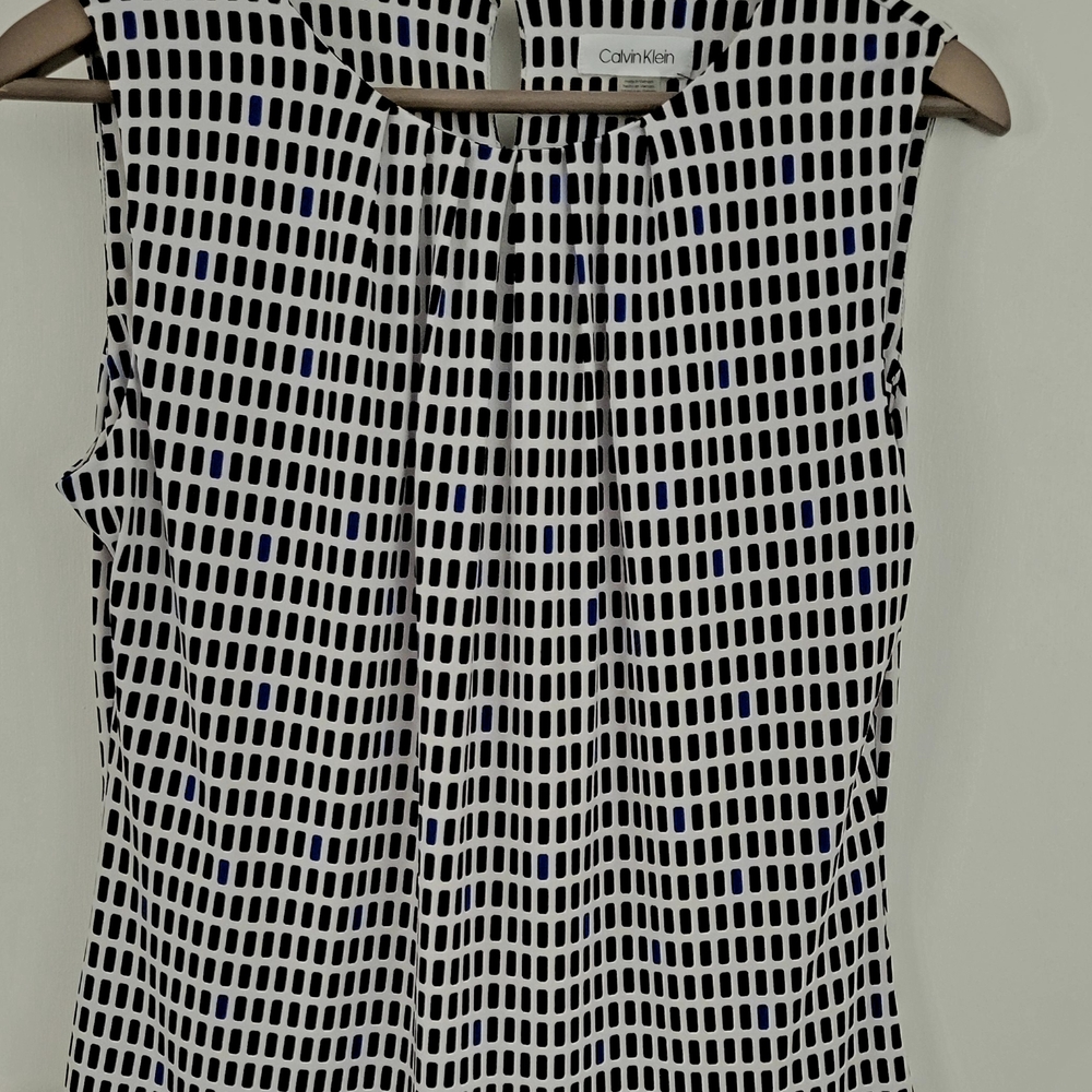 Calvin Klein Black and White Sleeveless Blouse